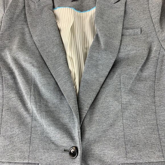JCP JC Penny Womens One Button Blazer Sz Large Gray Padded Lined Office Workwear - Picture 3 of 10